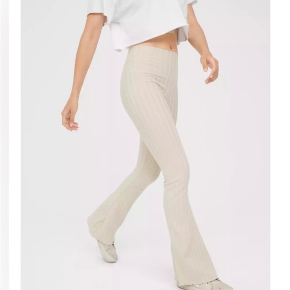 aerie Pants & Jumpsuits Offline By Aerie Off White Beige Flare Leggings Poshmark